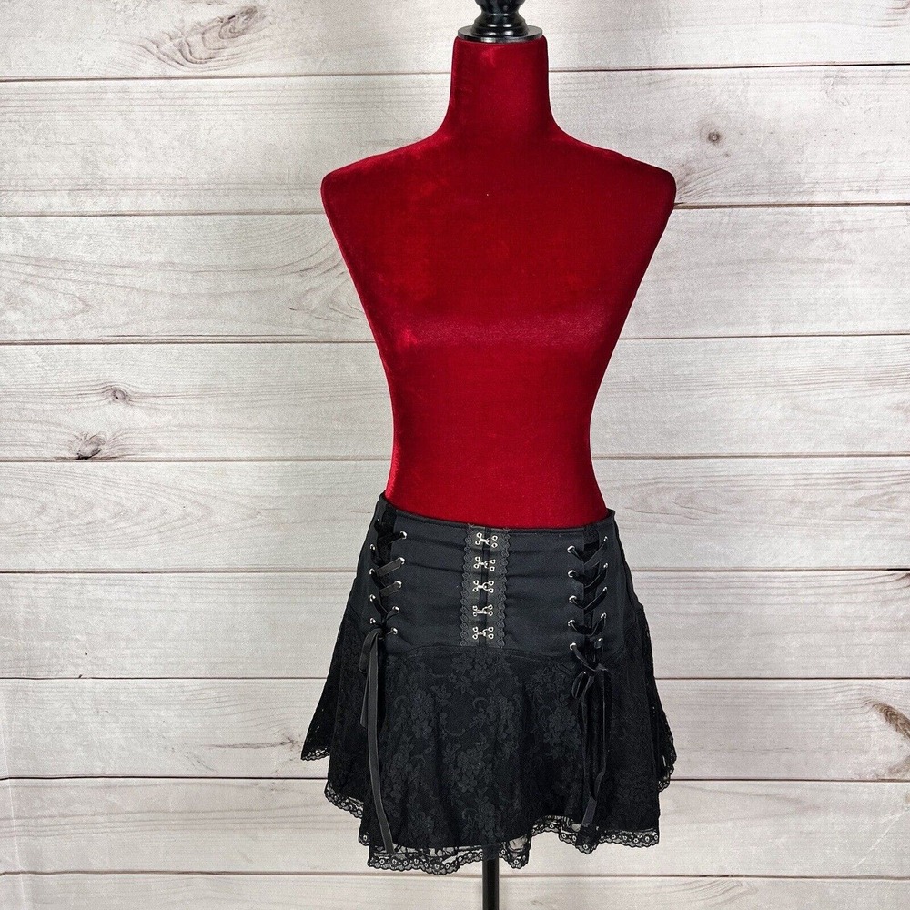 Tripp NYC Corset Lace Overlay Skirt Alt Goth Punk